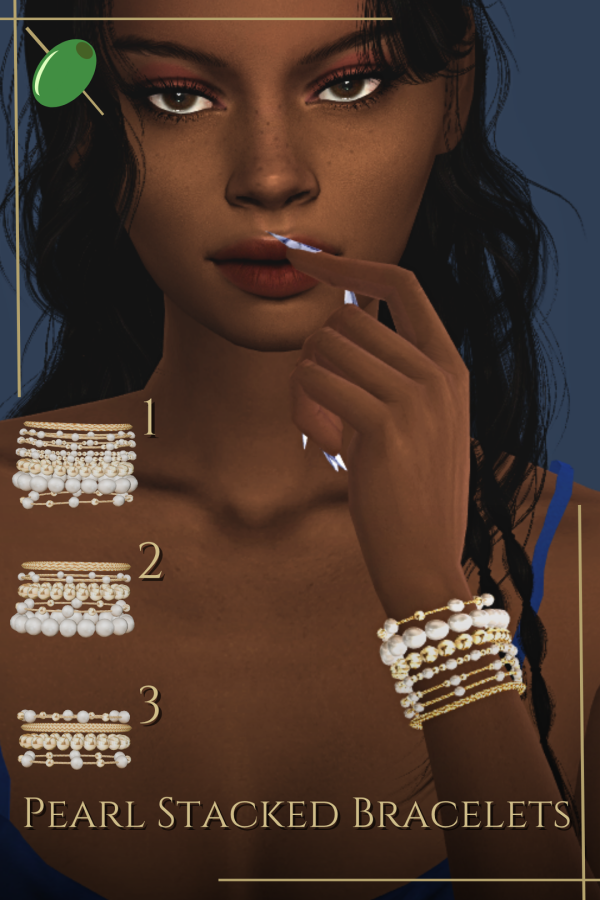 Alpha Pearl Stacked Bracelets by pitted0live - The Sims 4 Custom Content