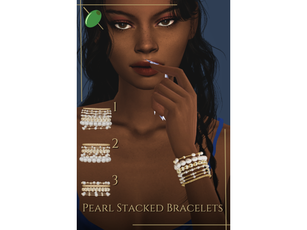 Alpha Pearl Stacked Bracelets - The Sims 4 Custom Content