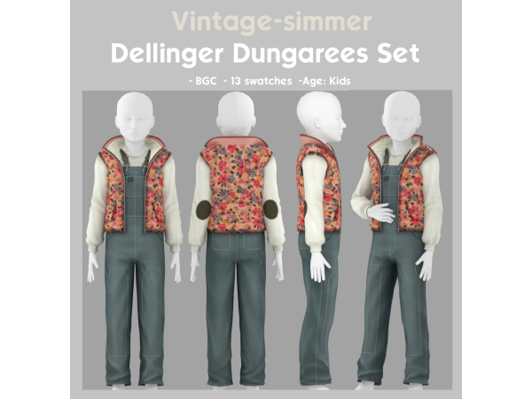Maxis Match Dellinger Dungarees Set simmer by vintage - The Sims 4 Custom Content