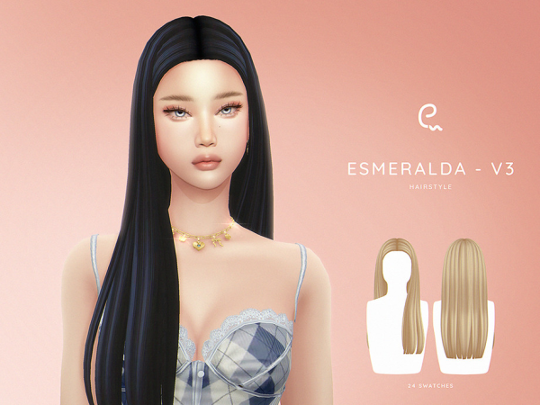 Maxis Match Esmeralda Hairstyle V3 by Enriques4 - The Sims 4 Custom Content
