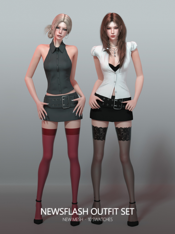 Alpha [RONA] Newsflash Outfit Set by simsfinds - The Sims 4 Custom Content