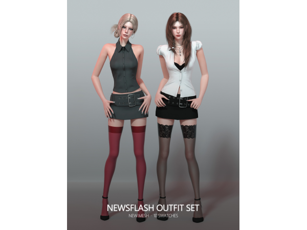Alpha [RONA] Newsflash Outfit Set - The Sims 4 Custom Content