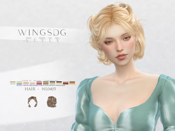 Alpha WINGS NL0405 Curly short hair by wingssims - The Sims 4 Custom Content