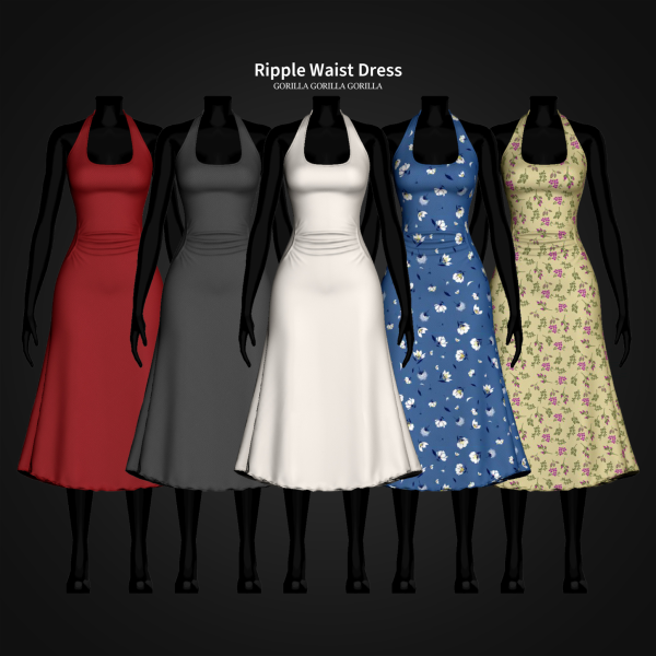 Alpha Ripple Waist Dress by simsfinds - The Sims 4 Custom Content
