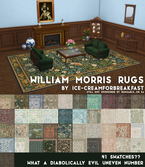 Mix William Morris x Ruggable Rugs by simsfinds - The Sims 4 Custom Content