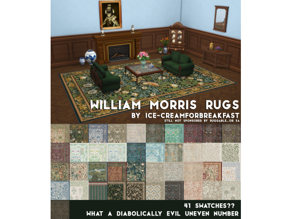 Mix William Morris x Ruggable Rugs by icecreamforbreakfast - The Sims 4 Custom Content