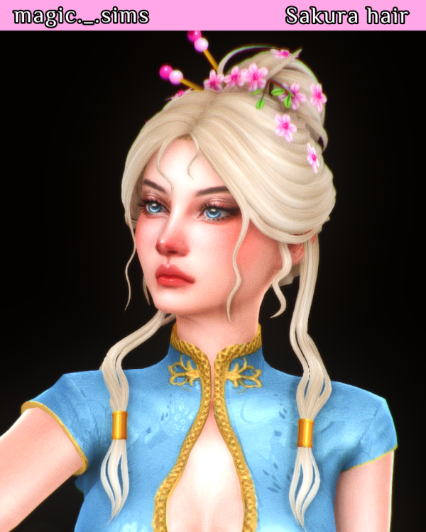 Maxis Match Sakura hair Magic_sims by simsfinds - The Sims 4 Custom Content