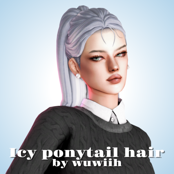 Maxis Match Icy ponytail hair by simsfinds - The Sims 4 Custom Content
