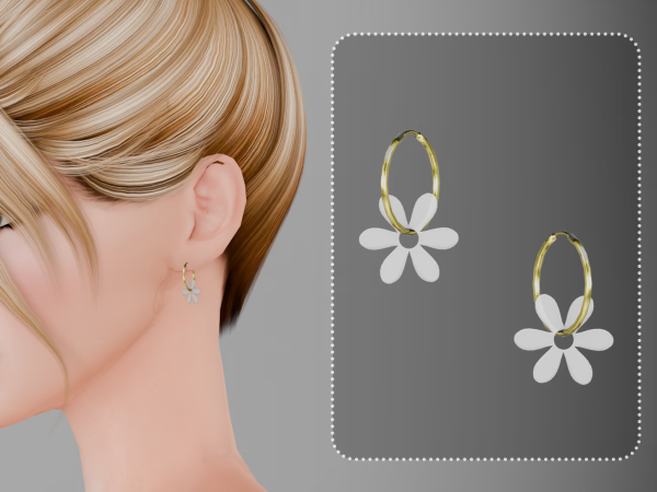 Alpha Sadie Floral Earrings by Kiina - The Sims 4 Custom Content