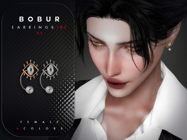 Alpha Eye Pearl Earrings V1 by bobur - The Sims 4 Custom Content