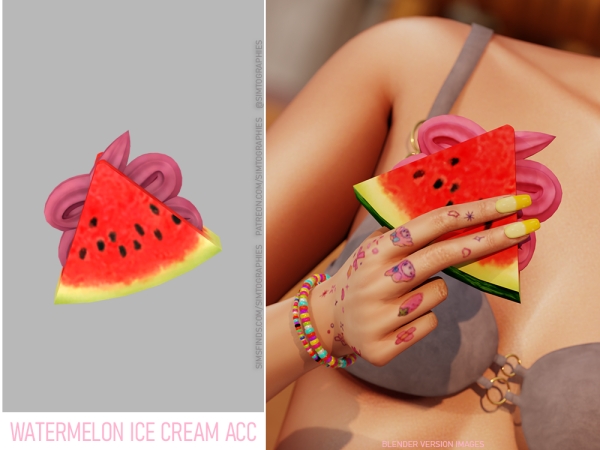 Alpha Watermelon Ice Cream Sandwich Acc (All Ages) - The Sims 4 Custom Content