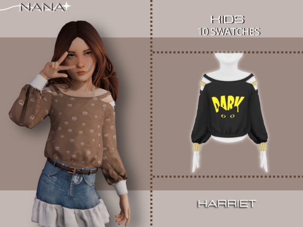Maxis Match 7NANA (Harriet) Off The Shoulder Blouse - The Sims 4 Custom Content