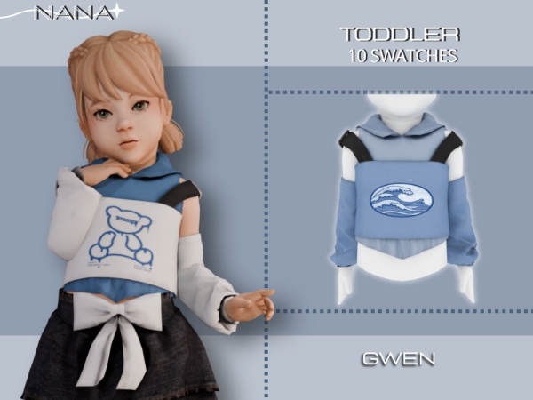 Maxis Match 7NANA (Gwen) Hoodie and Shirt - The Sims 4 Custom Content