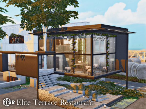 Maxis Match Elite Terrace Restaurant l noCC by simzmora - The Sims 4 Custom Content