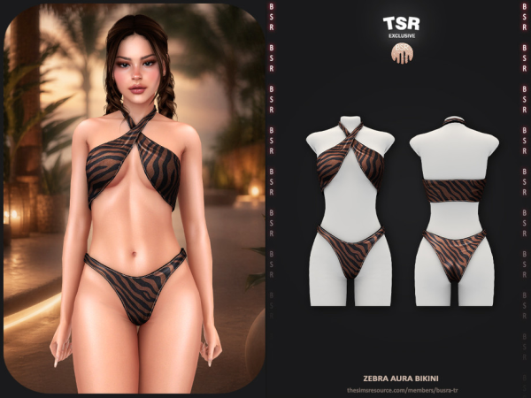Alpha SET Zebra Aura Bikini - The Sims 4 Custom Content