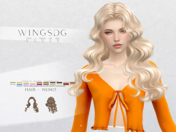 Alpha WINGS HAIR Wavy long curly hair by wingssims - The Sims 4 Custom Content