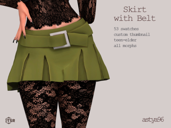 Alpha Mini Skirt with Belt by astya96cc - The Sims 4 Custom Content