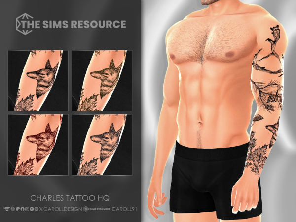 Mix Charles Tattoo HQ by Caroll912 - The Sims 4 Custom Content
