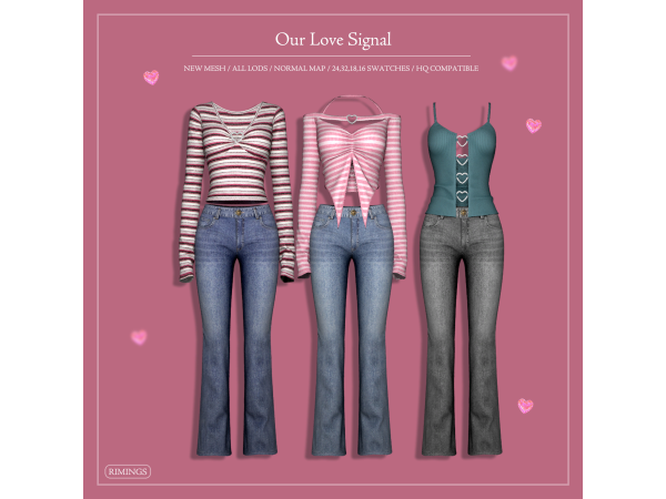 Sims 4 Alpha Jeans CC: [RIMINGS] Our Love Signal