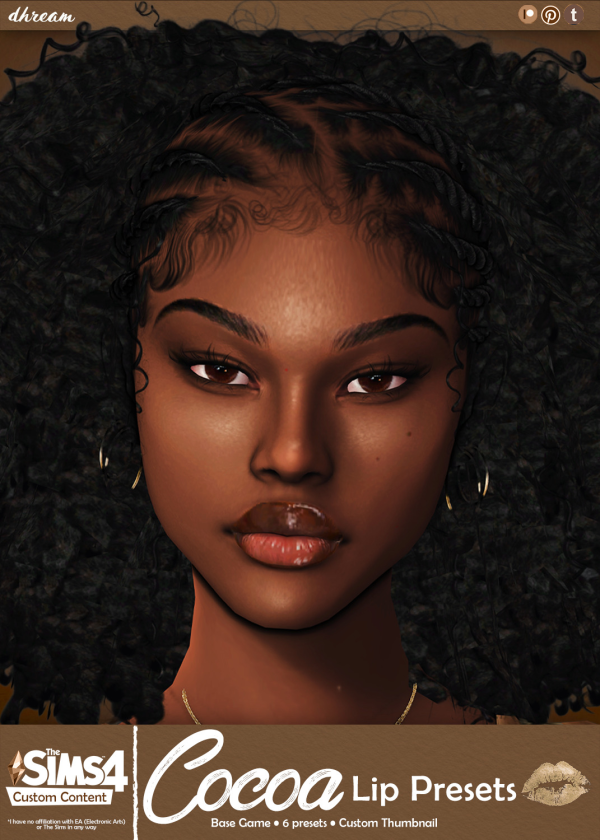 Mix Cocoa Lip Presets by simsfinds - The Sims 4 Custom Content