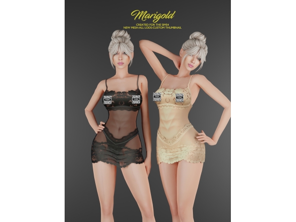 Alpha MARIGOLD TS4_GIORGINA DRESS LACE (gift ) - The Sims 4 Custom Content