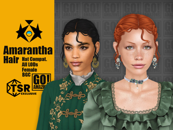 Maxis Match Amarantha Hair by goamazons - The Sims 4 Custom Content