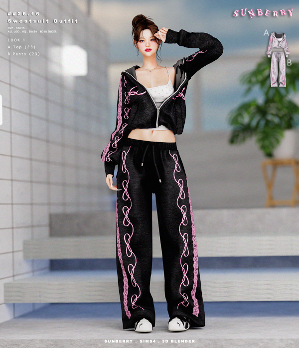 Alpha [SUNBERRY]2616_Sweatsuit Outfit by simsfinds - The Sims 4 Custom Content