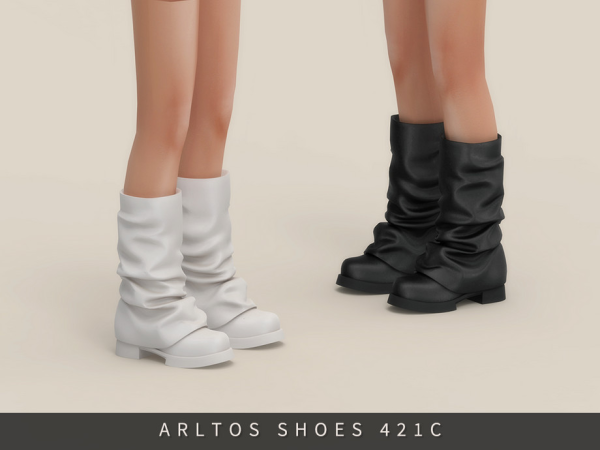Mix Draped Mid Calf Boots Child by Arltos - The Sims 4 Custom Content