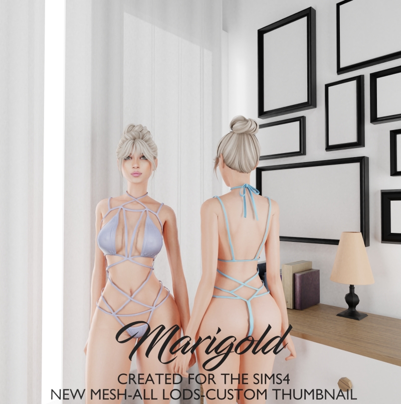 Alpha MARIGOLD TS4_ Galaxy Strings Bodysuit by marigoldsims - The Sims 4 Custom Content