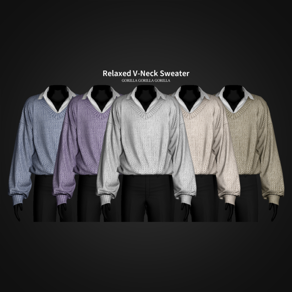 Alpha Relaxed V Neck Sweater by simsfinds - The Sims 4 Custom Content