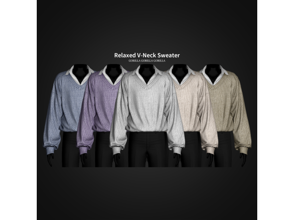Alpha Relaxed V Neck Sweater by gorillax3 - The Sims 4 Custom Content