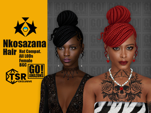 Alpha Nkosazana Hair by GoAmazons - The Sims 4 Custom Content
