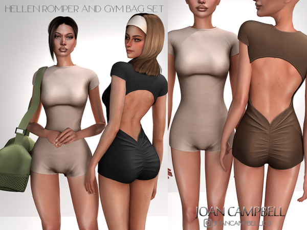 Alpha HELLEN ROMPER ADN GYM BAG SET by Joan_Campbell_Beauty_ - The Sims 4 Custom Content