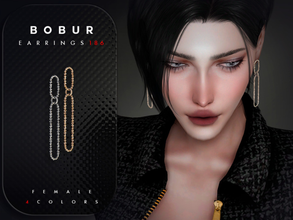 Alpha Pendant Chain Earrings - The Sims 4 Custom Content