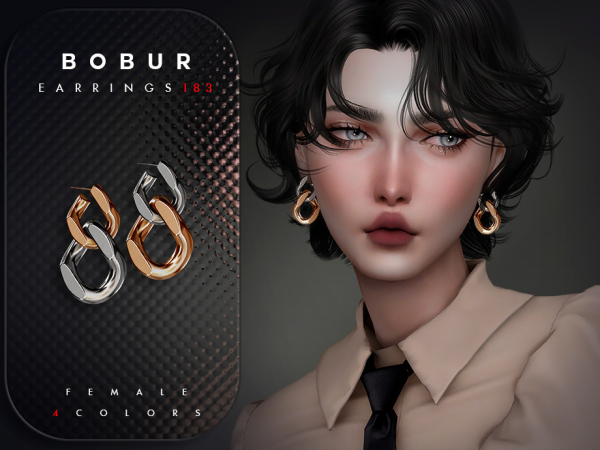 Alpha Cuban chain dangling earrings - The Sims 4 Custom Content