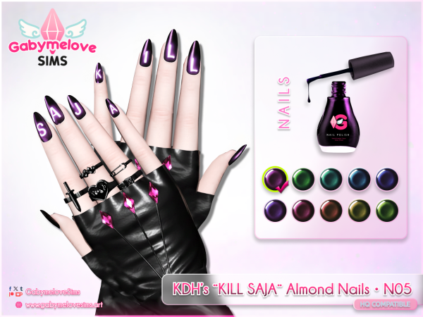 Mix Kpop Chrome Almond Nails KILL SAJA K Pop Demon Hunters (N05) - The Sims 4 Custom Content