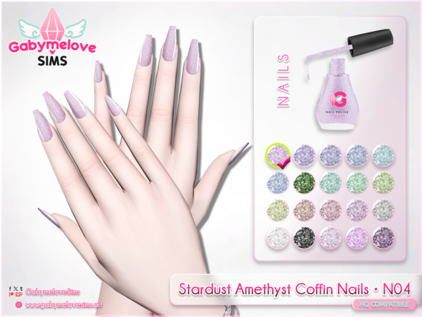 Mix Stardust Amethyst Coffin Nails N04 - The Sims 4 Custom Content