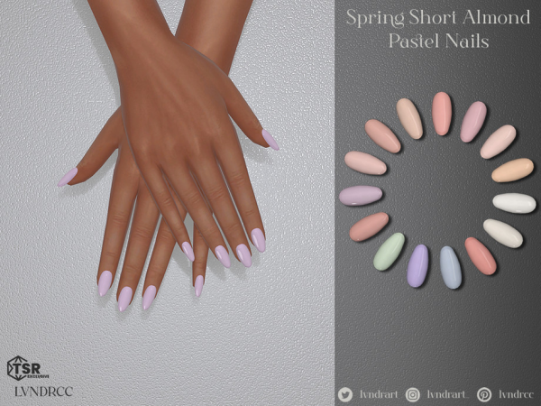 Alpha Spring Short Almond Pastel Nails - The Sims 4 Custom Content