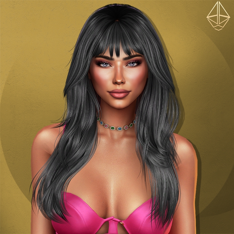 Alpha Paula long hairstyle set with bangs (4 styles) by aurum - The Sims 4 Custom Content