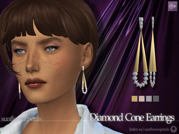 Mix Diamond Cone Earrings - The Sims 4 Custom Content