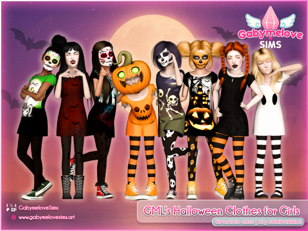 Sims 4 Maxis Match Halloween CC: GML's Halloween Clothes for Girls Collection (Remastered)