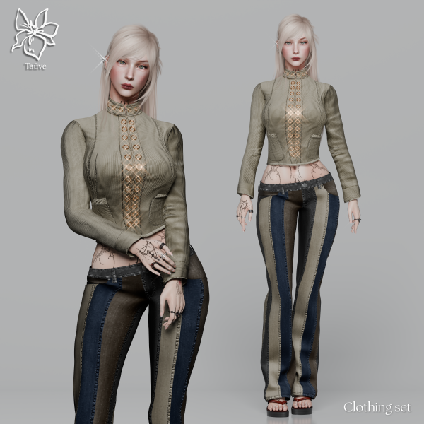 Alpha ALL AROUND DENIM CLOTHING SET by simsfinds - The Sims 4 Custom Content