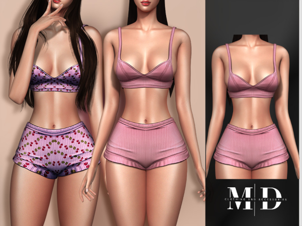 Alpha Cherry Blossom Set top and short - The Sims 4 Custom Content