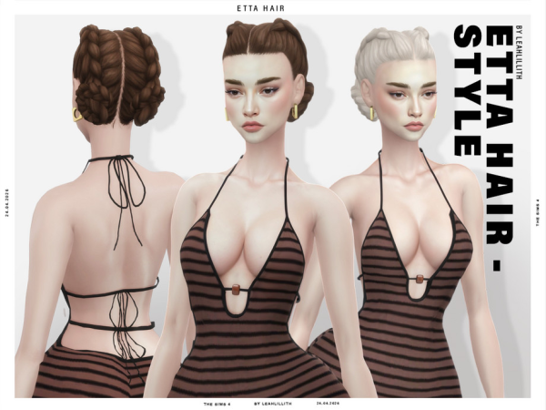 Maxis Match Etta Braided Buns Hairstyle by Leah_Lillith - The Sims 4 Custom Content