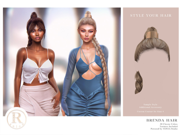 Alpha RAMA Brenda Hair by VentaStudio - The Sims 4 Custom Content