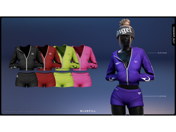 Alpha Hoodie and Shorts by xbluepillx - The Sims 4 Custom Content