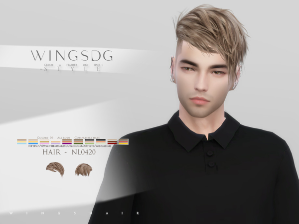 Alpha WINGS HAIR Unilateral short straight hair by wingssims - The Sims 4 Custom Content