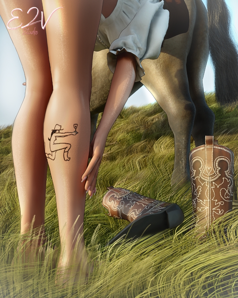 Mix COW GIRL TRICKS TATTOO PACK SIMS 4 by e2v-studio - The Sims 4 Custom Content