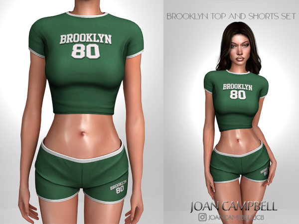Alpha BROOKLYN TOP AND SHORTS SET by Joan_Campbell_Beauty_ - The Sims 4 Custom Content
