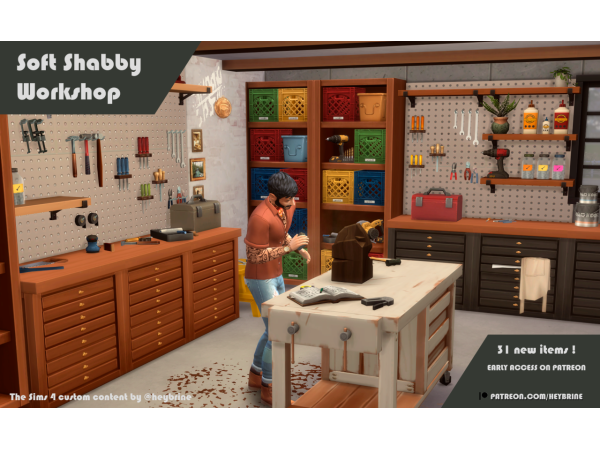 Maxis Match Soft Shabby Workshop by HeyBrine - The Sims 4 Custom Content